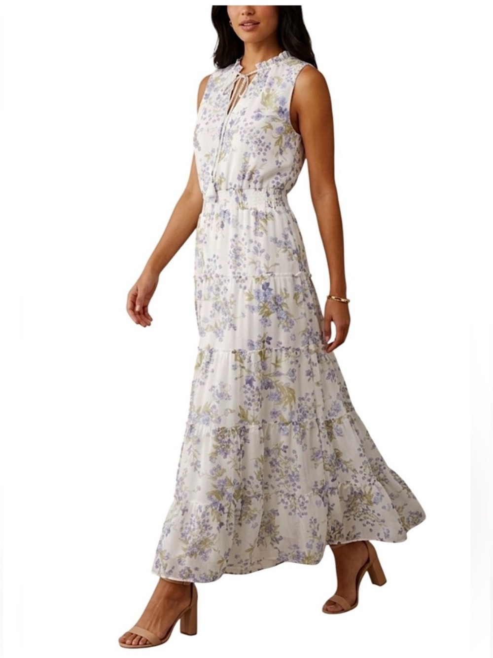 1. State White and Blue Floral Dress - Picture 2 of 6